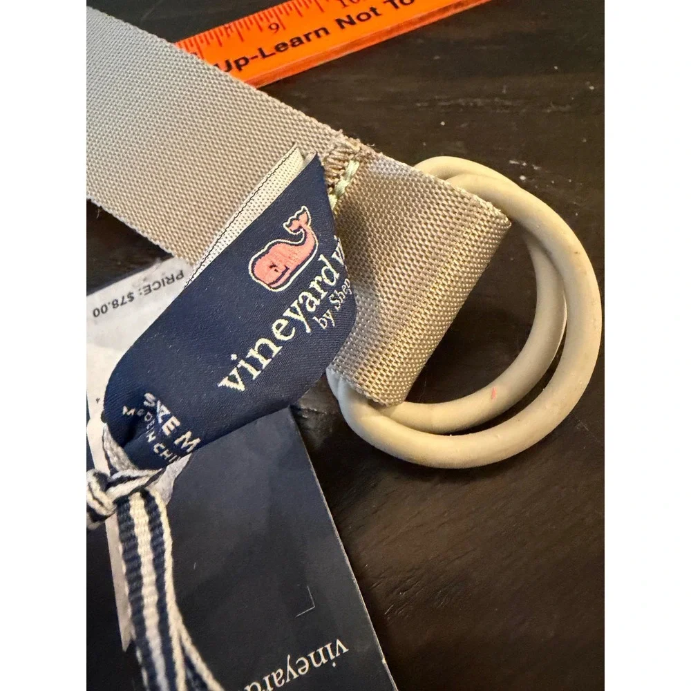 Vineyard Vines D-Ring Belt Men Medium Khaki NWT Logo Webbing